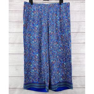 J. Jill Blue Paisley Cropped Wide-Leg Pants
